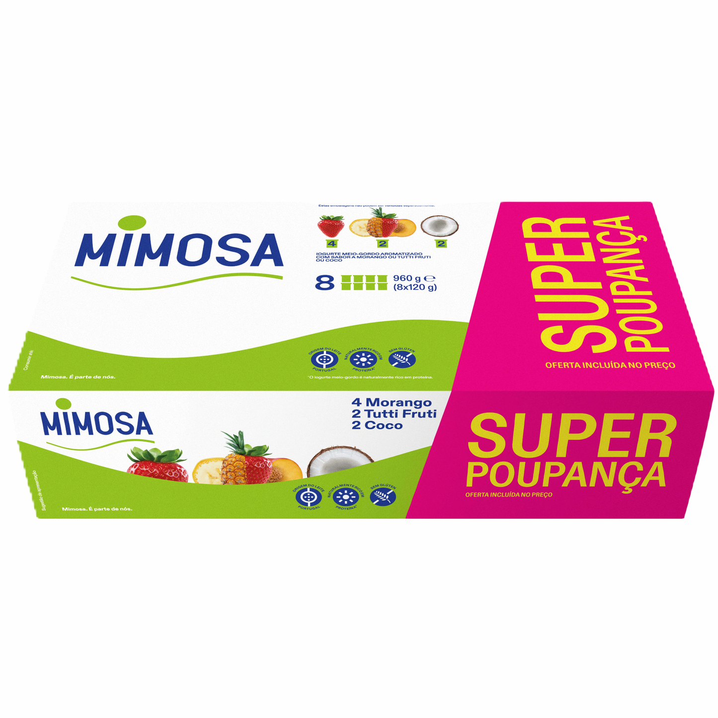 Iogurte Aroma Morango, Coco e Tutti Frutti Super Poupança