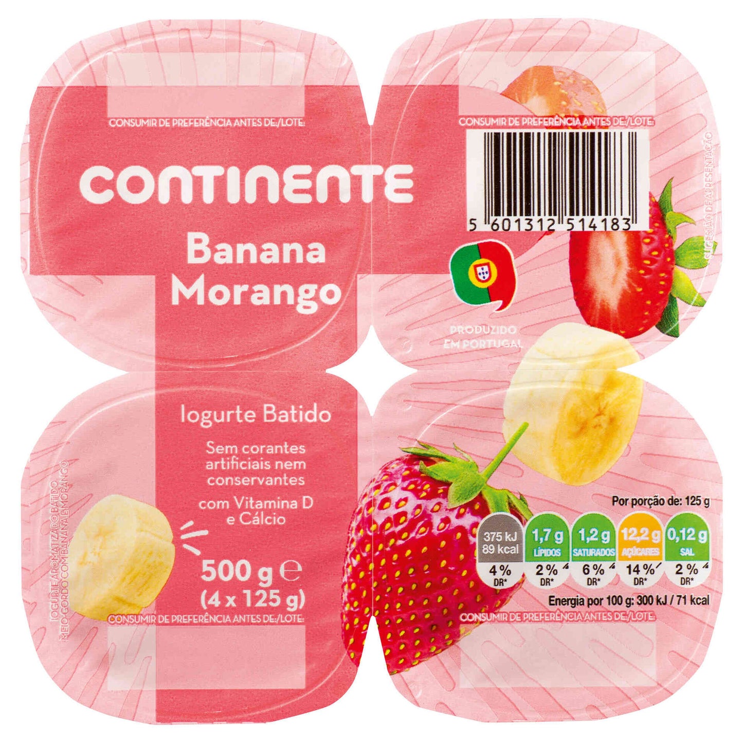 Iogurte Batido Banana e Morango