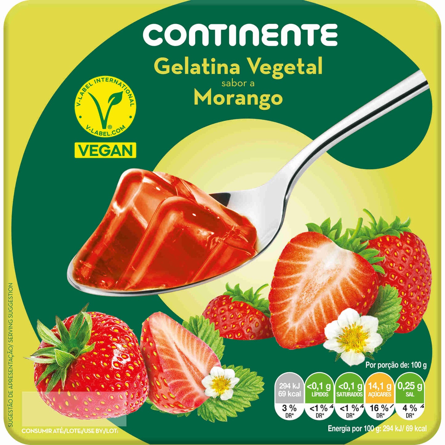 Gelatina Vegetal Pronta Morango