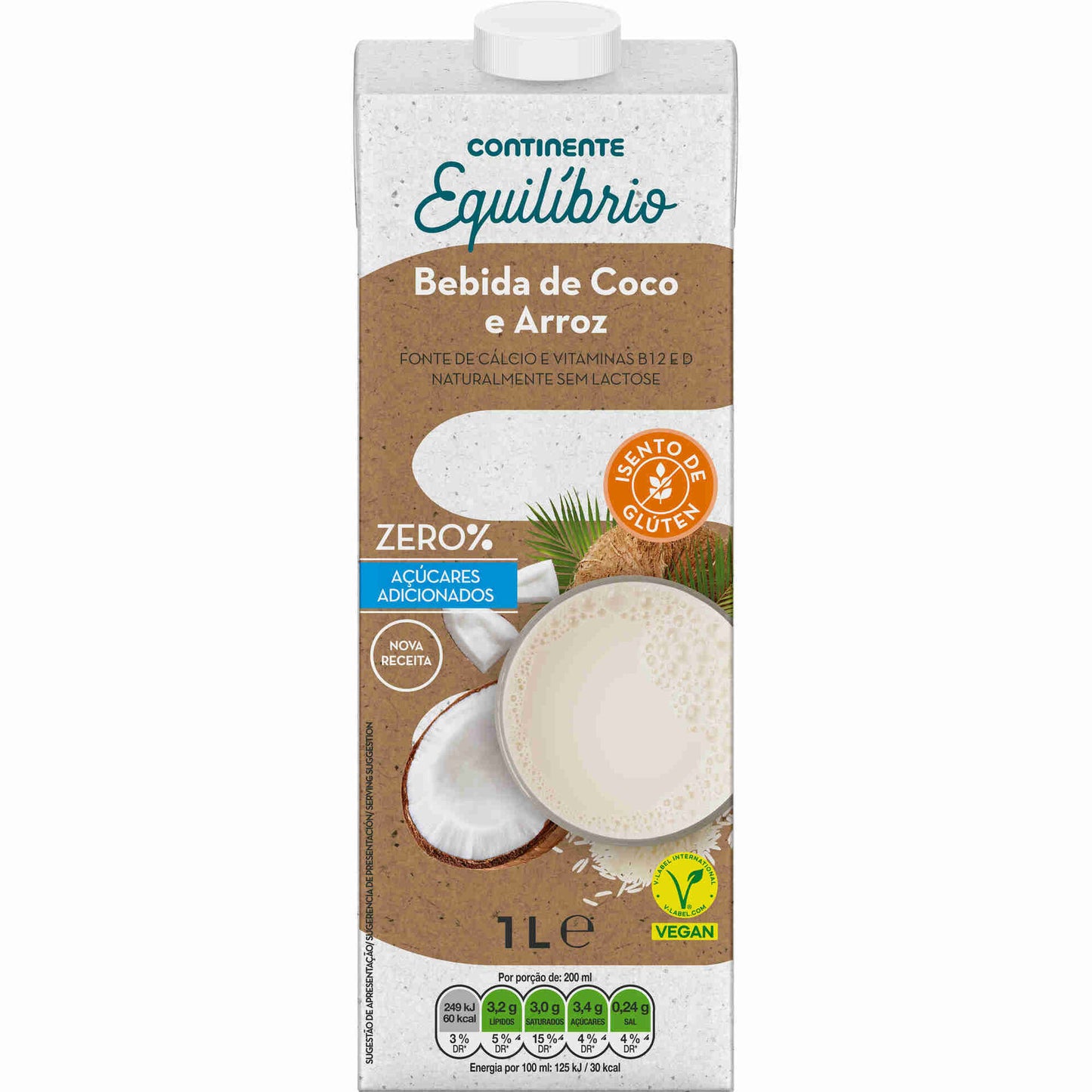 Bebida Vegetal de Arroz e Coco sem Açúcar