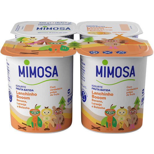 Iogurte Polpa Banana, Laranja e Bolacha Infantil Lanchinho Booom