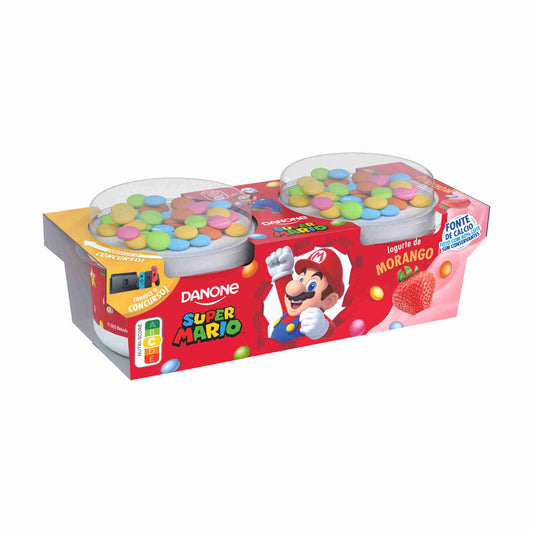 Iogurte Morango com Drageias Super Mário Infantil