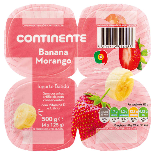 Iogurte Batido Banana e Morango