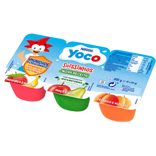 Queijinho Morango e Banana, Maçã e Pera, Pêssego e Alperce Suissinho Infantil