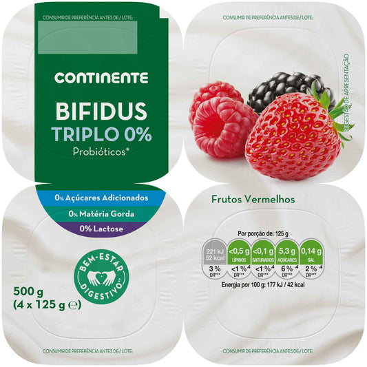 Iogurte Bifidus Triplo 0% Frutos Vermelhos sem Lactose