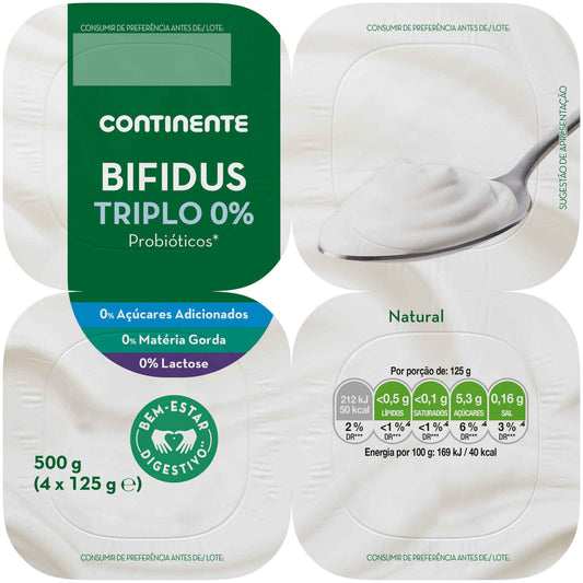 Iogurte Bifidus Triplo 0% Natural sem Lactose